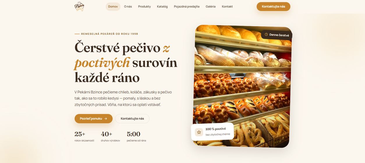 Náhľad webu Pekáreň Bzince